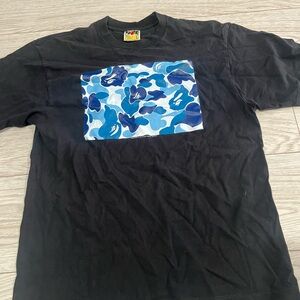 Bape Black and Blue Short Sleeve Tee with Dynamic Graphic